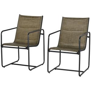 Balkongstolar Trädgårdsstolar Brun av Metall och Textilen för Uteplats Set om 2 med Armstöd Andningsbart Överdrag 54 x 66,5 x 88 cm