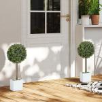 Set med 2 Konstgjorda Buxbom Topiary Bollar 45 cm, Konstgjorda Växter i Kruka