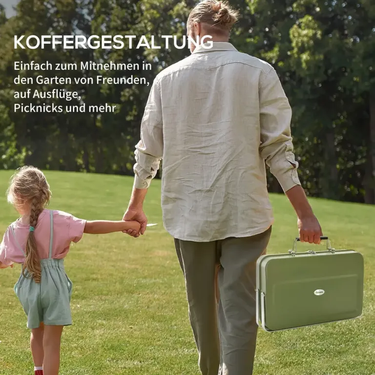 Bordsgrill Kolgrill Grön av Rostfritt Stål för Picknick