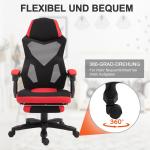 Gaming Chair Ergonomisk Skrivbordsstol med Fotstöd Höjdjusterbar Polyester för Kontor och Spel Svart Röd 58 X 72 X 112-122 Cm