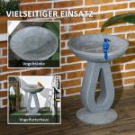 Fågelbad Fågelmatare Grå av Plast med Stenlook för Trädgård och Balkong Vildfågelbad med Stativ 51 cm