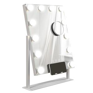 LED-sminkspegel med 3 Ljuslägen, Dimbar, Pekkontroll och USB, Vit, 37 x 46 cm