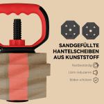 Hantelset 15 kg Justerbart Röd Plast och Sand för Hemmagym 6 i 1 Träningsredskap för Styrka och Kondition Ergonomiska Hantlar för Nybörjare