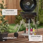 Vattenkokargrill med Ø54 cm Grillgaller, Värmeställning, Förvaring, Askfack och Termometer, Svart, 55 x 65 x 89 cm