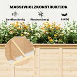 Odlingslåda Trä Naturfärgad Furuträ för Trädgård och Uteplats Planteringslåda med Öppen Botten och Förstärkning Robust 152x77x77 cm
