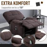 Massagestol med Uppresningshjälp, Bekväm Relaxstol med Värme och Liggfunktion, Mjukt Plyschtyg för Maximal Komfort, Brun, 83 x 95 x 105 cm