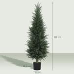 Konstgjord Cypress med 638 Plastblad i Kruka, UV-beständig, Grön