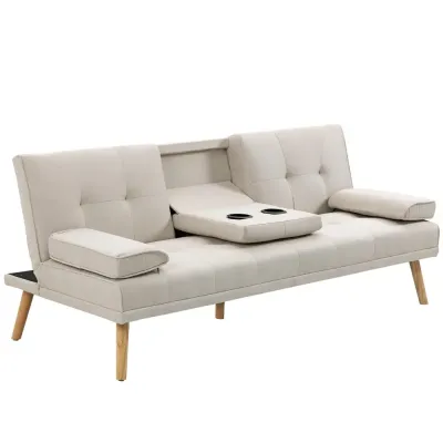 Bäddsoffa Soffa Grå av Tyg med Linnelook Scandi 3-Sits