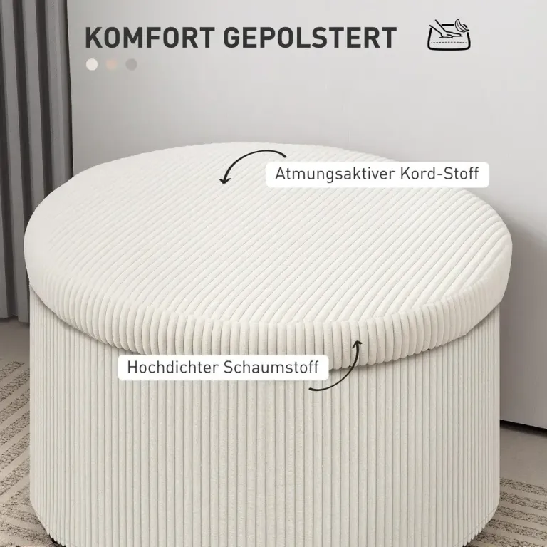 Pall Fotpall med Förvaringsutrymme Beige 60 x 60 x 41 cm