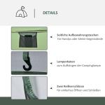Stort Kupoltält för Camping, Rymligt Familjetält för 4-5 Personer med Myggnät, Vattentät Design för Utomhusäventyr, Mörkgrön/Grå, 2635 x 220 x 123 cm