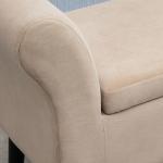 Stoppad Förvaringsbänk med Armstöd, 46 cm Sitthöjd, Sammetspolyester, Beige, 111,5 x 41 x 65 cm