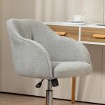 Ergonomisk Hemkontorsstol med Gungfunktion i Teddy Velvet Look, Grå, 56x61x86 cm