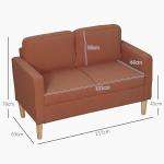 Soffa Loveseat 2-Sits Liten Soffa Rosa av Tyg med Manchesterlook och Trä för Vardagsrum Modern Stoppad Soffa med Förvaring 117 x 63 x 79 cm