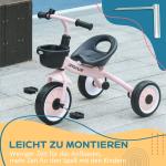Trehjuling Barncykel Rosa av Metall och Plast för Barn 2-5 År med Justerbar Sits och Cykelkorg Ringklocka och Pedaler