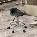 Rullande Pall Salongspall med Ryggstöd Svart av Konstläder ve Metall för Massage ve Spa Höjdjusterbar Arbetspall 59-75 cm