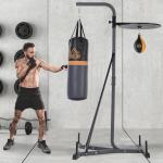 2 i 1 Boxningsstation med Stativ Komplett Träningsset med Boxningssäck och Boxboll Justerbar Höjd Svart 20 Kg