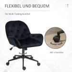 Snurrstol i Svart Sammet, Justerbar Kontorsstol för Vardagsrum, Elegant Skrivbordsstol med Ergonomisk Design, Svart