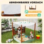 Sandlåda Träsandlåda med Tak Grön av Trä för Barn 3-6 År Leklåda med Hink och Kran 116 x 112,5 cm