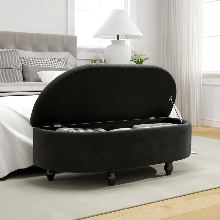 Sittbänk med Förvaring i Sammet 120 cm Mörkgrå