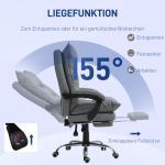 Kontorsstol Chefsstol Mörkgrå av Tyg och Metall för Kontor Ergonomisk med Liggfunktion och Fotstöd 135 kg