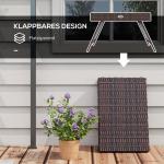 Fällbord Trädgårdsbord Brun av Rotting och Metall för Balkong och Terrass Väderbeständigt Hopfällbart Bord Praktisk Design 60 x 41 x 41 cm