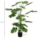 Konstgjord Växt Monstera Grön av Plast för Inomhusbruk Konstträd med 24 Grenar 180 cm
