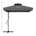 Parasoll Balkongparaply Mörkgrå av Metall och Polyester för Uteplats Fribärande med Dubbeltak och Korsfot Volanger 243 x 243 cm