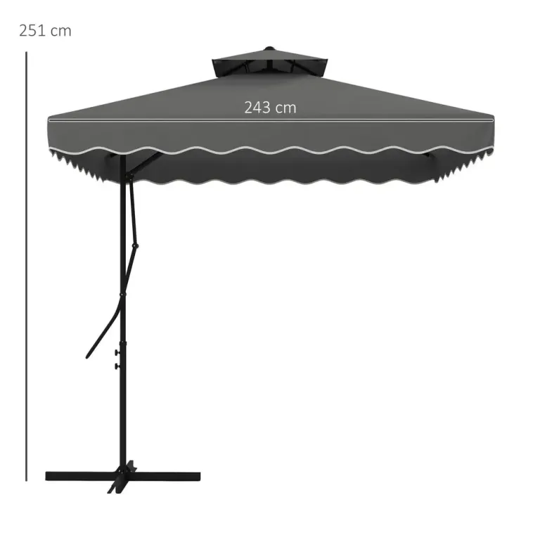 Parasoll Balkongparaply Mörkgrå av Metall 243 x 243 cm
