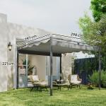 Pergola för Trädgård med Utdragbart Tak och UPF30+ Skydd för Solskydd Hållbar och Stabil Grå Polyester och Metall för Uteplats 3 x 3 m