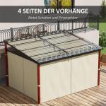 Pergola Paviljong Beige av Metall och Tyg för Trädgård och Terrass Vindtätt med Sidoväggar och Infällbart Tak 3,5 x 3 m