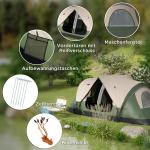 Campingtält Tunneltält för 8 Personer Mörkgrön av Polyester för Camping och Trädgård Vindtätt Familjetält med 2 Rum 2000 mm