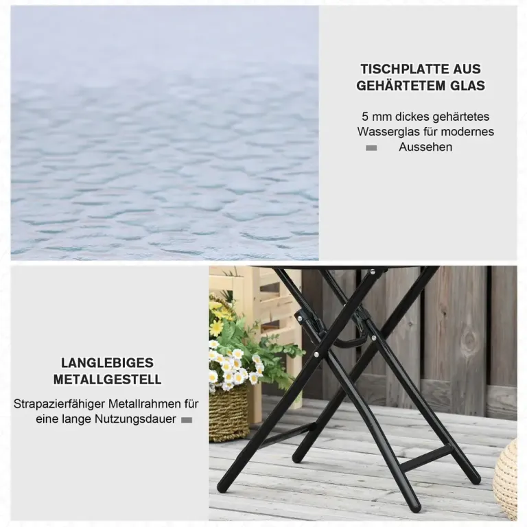 Trädgårdssidobord Bistrobord med Glasskiva Rund Ø45 cm