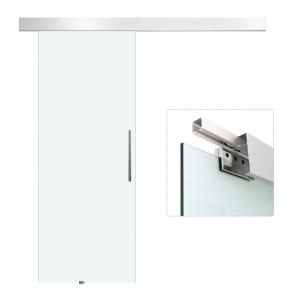 Glasskjutdörr Rumsdörr Glas Satinfinish för Vardagsrum och Kontor Komplett Set med Handtag 2050 X 900 Mm