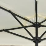 Parasoll Halvt Paraply Beige av Metall och Polyester för Balkong och Terrass med Vev och Solpanel LED Belysning Väderbeständigt 265 x 240 cm