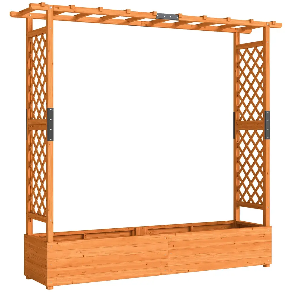 Odlingslåda med Spaljé Orange Trä Blomlåda 196x44x181 Cm