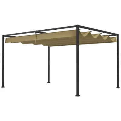 Pergola Trädgårdspaviljong med Tak Khaki av Metall 3 x 2 m