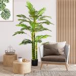 Konstgjord Växt Palm Konstträd i Kruka Grön av Plast för Vardagsrum och Kontor Naturtrogen Dekoration Höjd 190 cm