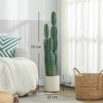 Konstväxt Kaktus Stor Grön Plast för Inomhus och Kontor Realistisk Konstgjord Växt i Kruka Dekorativ 111 cm