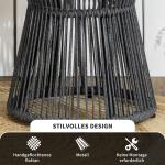 Bistrobord i Komposit, Runt Trädgårdsbord med Justerbara Fötter, Väderbeständig Design för Terrass, Mörkgrå/Natur