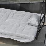 Hammock med Liggfunktion 3-Sits, Bekväm Trädgårdsgunga i Metall med Tak, Robust Hängsoffa för Avkoppling, Vit, 209 x 114 x 170 cm