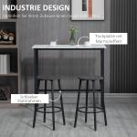 Barbord Matgrupp 3-Delat Vit Svart av Stål och MDF för Kök och Matsal med 2 Barstolar Kompakt Design Praktiskt Set