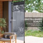 Vertikal Markis Balkonggardin Mörkgrå av Polyester och Metall för Trädgård Väderbeständig Balkongskyddsskärm med Vev 150 x 220-310 cm