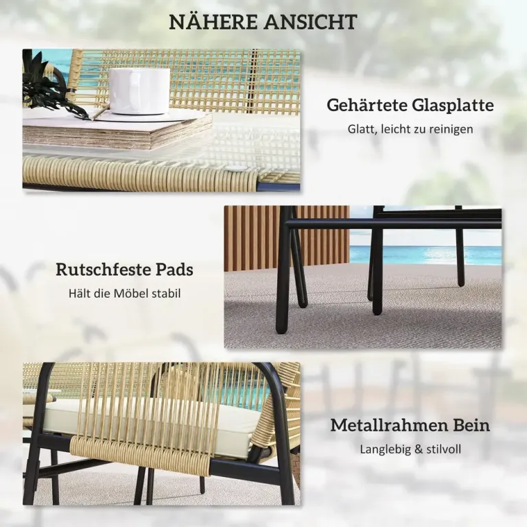Trädgårdsmöbelset Sittgrupp Svart Gul 110 x 65 x 74 cm
