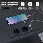 Sidobord med Laddstation Svart Trä och Metall för Vardagsrum USB-C-portar och Lådor Praktisk Design 40x30x60 cm