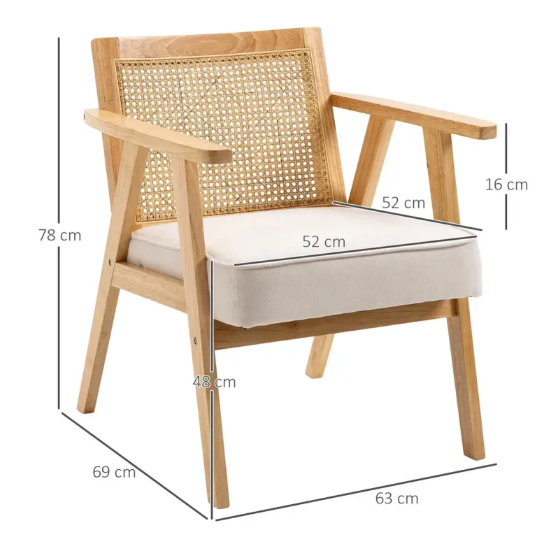 Exotisk Stoppad Stol Gummiträ Sittdyna i 63 x 69 x 78 cm