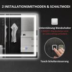 Badrumsspegel med LED-belysning och Anti-beslagsdyna samt 3 Färger och Klocka Ergonomisk och Elegant Silver Glas 600 x 800 mm