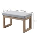 Fotpall Stoppad Pall Grå av Tyg och Trä för Vardagsrum och Entrébänk Modern Design med Träben Bekväm Sittplats 68 x 38 x 42 cm