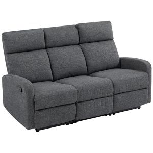 3-sits Soffa med Individuellt Justerbart Ryggstöd, Fotstöd och Tygklädsel i Metall, Grå