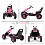Trampbil Go-kart Rosa Metall och Plast för Barn 3-8 År Trampfordon med Justerbar Sits och Handbroms Säker och Rolig Lek