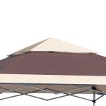 Hopfällbar Pop-up Paviljong, Portabelt Partytält med Bärväska, Enkel Montering för Trädgårdsfest, Mörkbrun/Khaki, 3,6 x 3,6 m